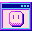 Pixel art of a pink computer desktop.